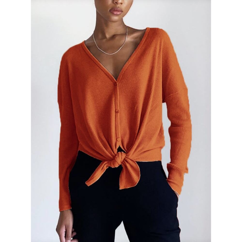 The Group By‎ Babaton Aritzia Women's Taurus Waffle Knit Button Up Top Thermal S